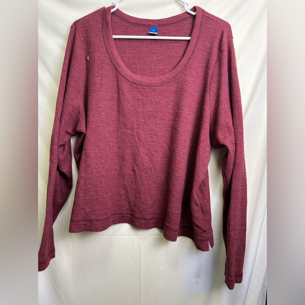 Old Navy Women's Burgundy Long Sleeve Crop Top